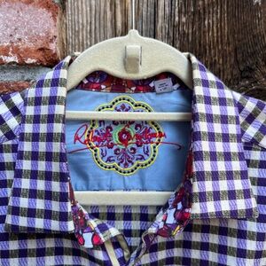 Robert Graham Purple and White Checkered Shirt Sz L